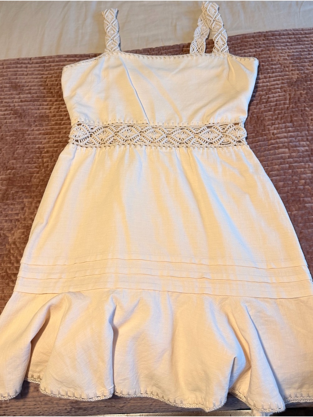 Jonathan Simkhai Cream Crochet-Trim Mini Dress - Picture 7 of 7